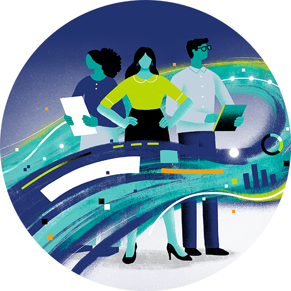 Our team is composed of people with backgrounds in the alternatives industry, and our extensive and relevant experience is what enables us to understand the pain points facing our clients. Illustration representing the AIX team
